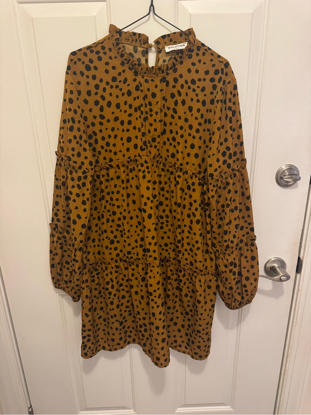Solutions Women’s leopard print Polka Dot Tiered Tunic Dress